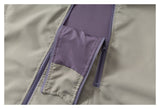 DAXUEN light greige oversized jacket with purple zippers