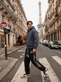 DAXUEN light grey hooded bomber jacket — model photo