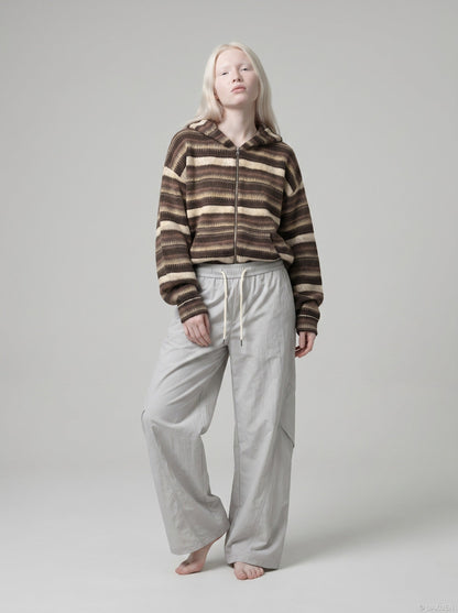 DAXUEN Light grey loose-fit wide-leg pants — model photo