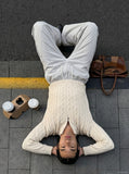 DAXUEN Light grey loose-fit wide-leg pants — model photo