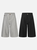 DAXUEN light grey pinstripe wide-leg culottes