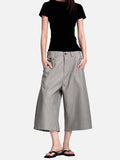 DAXUEN light grey pinstripe wide-leg culottes