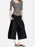 DAXUEN light grey pinstripe wide-leg culottes