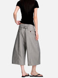 DAXUEN light grey pinstripe wide-leg culottes