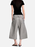 DAXUEN light grey pinstripe wide-leg culottes