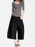 DAXUEN light grey pinstripe wide-leg culottes