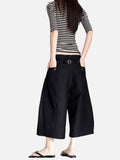 DAXUEN light grey pinstripe wide-leg culottes