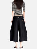 DAXUEN light grey pinstripe wide-leg culottes