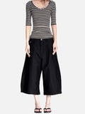 DAXUEN light grey pinstripe wide-leg culottes
