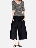 DAXUEN light grey pinstripe wide-leg culottes