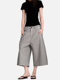 DAXUEN light grey pinstripe wide-leg culottes
