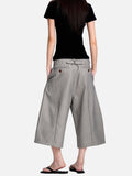 DAXUEN light grey pinstripe wide-leg culottes