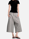 DAXUEN light grey pinstripe wide-leg culottes