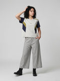 DAXUEN light grey wide-leg pinstripe culottes — model photo