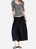 DAXUEN light grey pinstripe wide-leg culottes