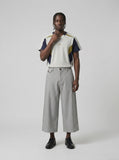 DAXUEN light grey wide-leg pinstripe culottes — model photo