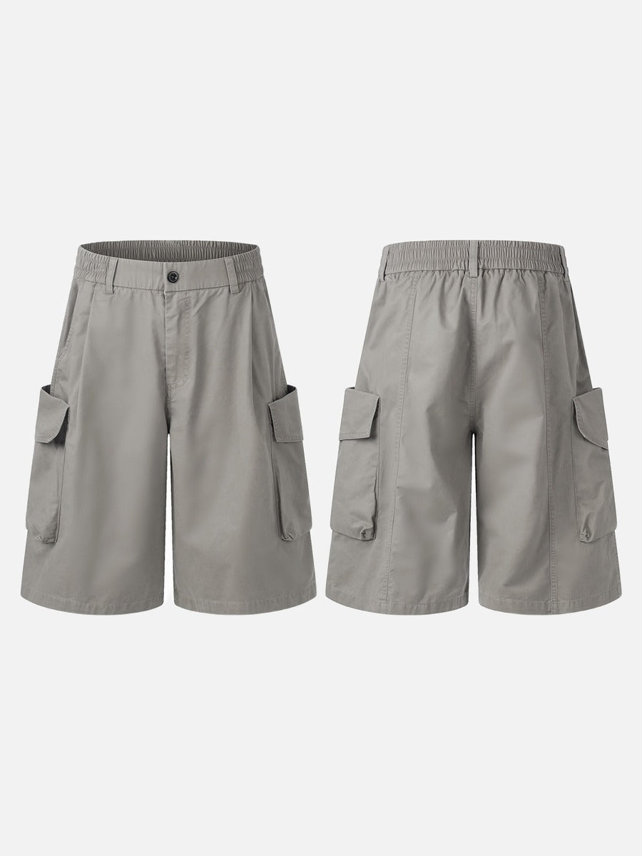 DAXUEN Light grey wide-leg cargo shorts