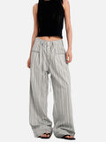 DAXUEN light grey wide-leg casual pants with button details