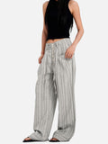 DAXUEN light grey wide-leg casual pants with button details