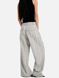 DAXUEN light grey wide-leg casual pants with button details