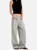 DAXUEN light grey wide-leg casual pants with button details