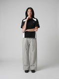 DAXUEN light grey wide-leg pants with front buttons — model photo