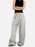 DAXUEN light grey wide-leg casual pants with button details