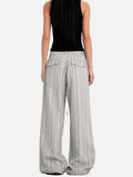 DAXUEN light grey wide-leg casual pants with button details