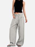 DAXUEN light grey wide-leg casual pants with button details