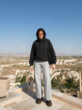 DAXUEN Light grey wide-leg denim jeans — model photo