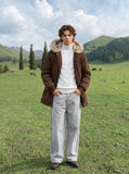 DAXUEN Light grey wide-leg denim jeans — model photo