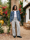 DAXUEN Light grey wide-leg denim jeans — model photo