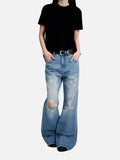 DAXUEN light grey wide-leg pants with front buttons