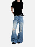 DAXUEN light grey wide-leg pants with front buttons