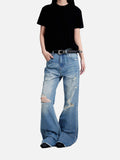 DAXUEN light grey wide-leg pants with front buttons