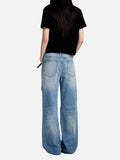 DAXUEN light grey wide-leg pants with front buttons
