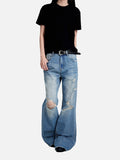 DAXUEN light grey wide-leg pants with front buttons