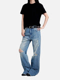 DAXUEN light grey wide-leg pants with front buttons
