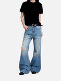 DAXUEN light grey wide-leg pants with front buttons