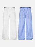 DAXUEN light grey wide-leg pinstripe culottes