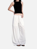 DAXUEN light grey wide-leg pinstripe culottes