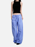 DAXUEN light grey wide-leg pinstripe culottes