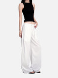 DAXUEN light grey wide-leg pinstripe culottes