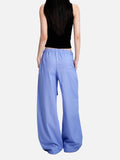 DAXUEN light grey wide-leg pinstripe culottes