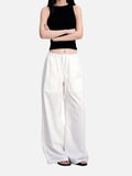 DAXUEN light grey wide-leg pinstripe culottes