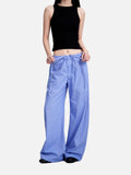 DAXUEN light grey wide-leg pinstripe culottes