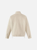 DAXUEN light oatmeal pullover jacket with embroidered chest