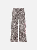 DAXUEN brown and light pink leopard print wide-leg pants