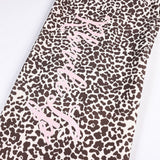 DAXUEN brown and light pink leopard print wide-leg pants