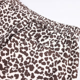 DAXUEN brown and light pink leopard print wide-leg pants